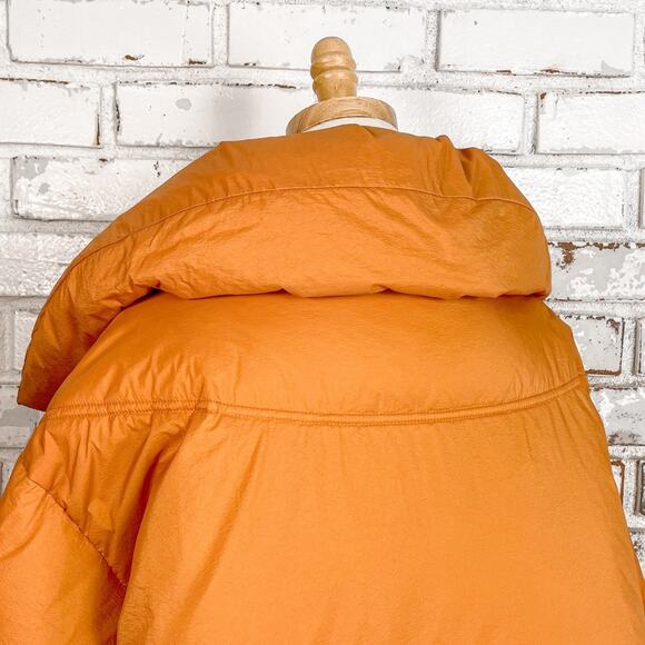 Gentle Herd Spice Orange Down Filled Short Quilted Retro Puffer Jacket Coat NWT - Picture 9 of 12
